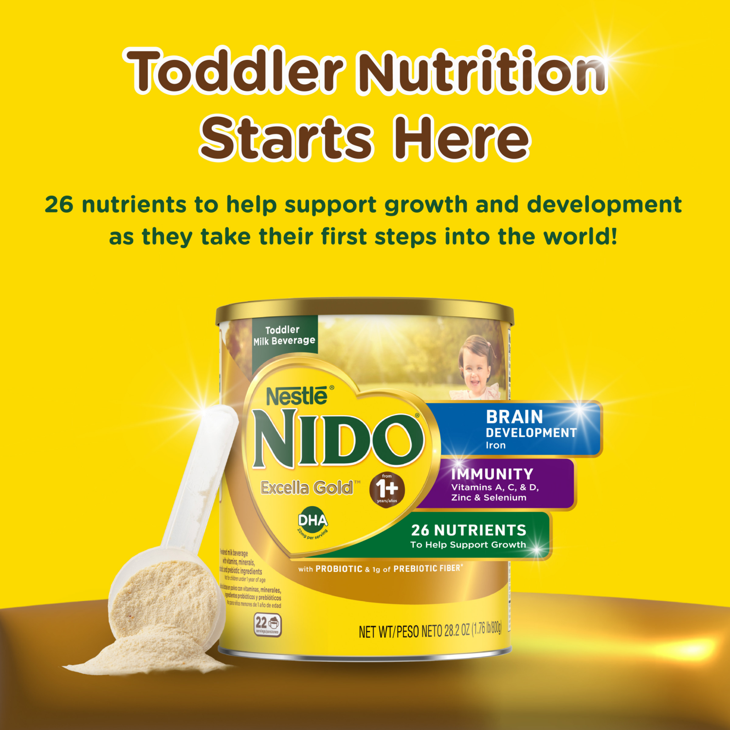 slide 4 of 5, Nestle Nido Excella Gold 1+ Years Toddler Milk, 28.2 oz