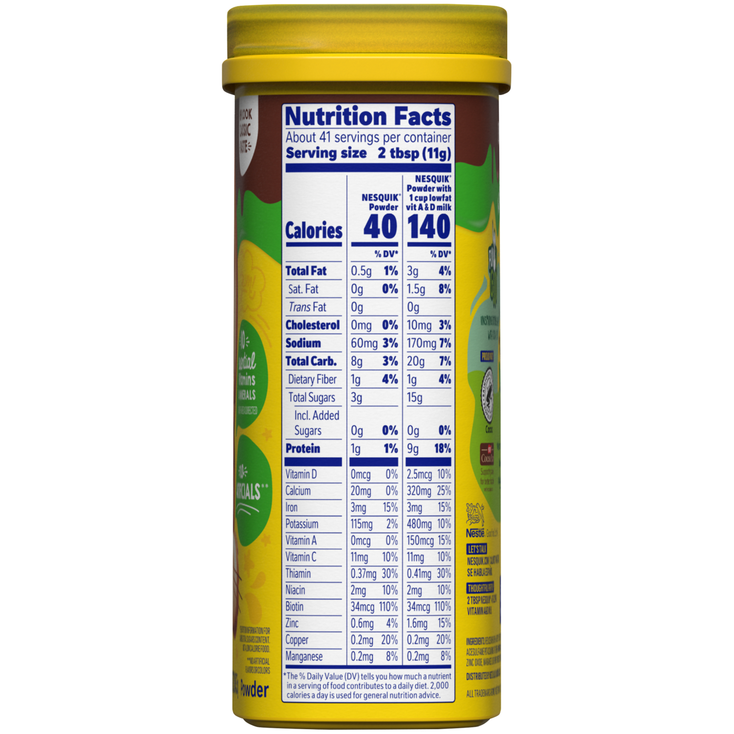 slide 5 of 8, NESQUIK NESQUIK No Sugar Added Chocolate Cocoa Powder, 16 oz. Tub, 16 oz