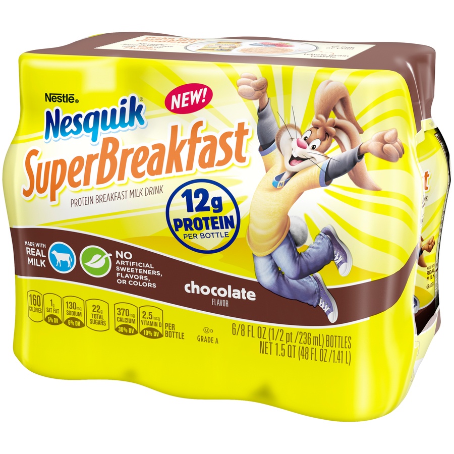 slide 4 of 9, NESTLE NESQUIK SuperBreakfast Protein Breakfast Milk Drink /, 6 ct; 8 fl oz