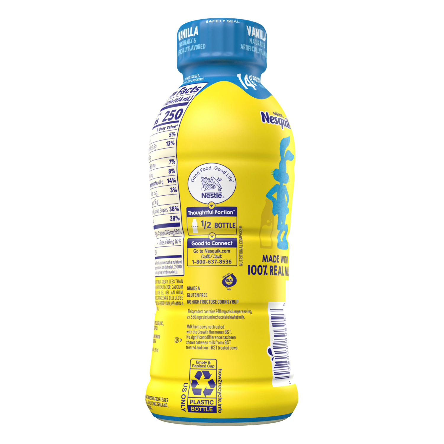 slide 3 of 8, Nesquik Vanilla Flavored Lowfat Milk, Ready to Drink 14 fl oz., 14 oz