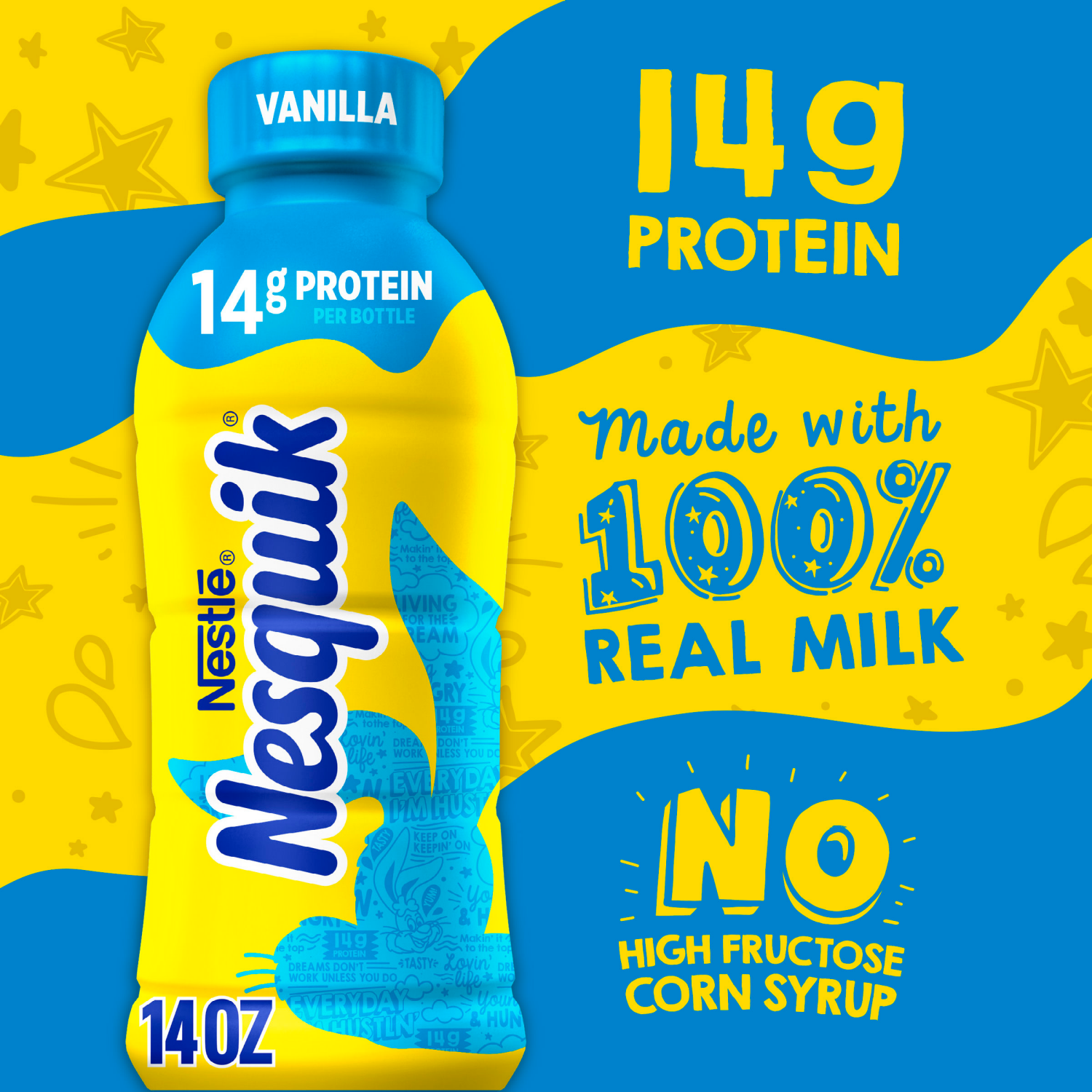 slide 7 of 8, Nesquik Vanilla Flavored Lowfat Milk, Ready to Drink 14 fl oz., 14 oz