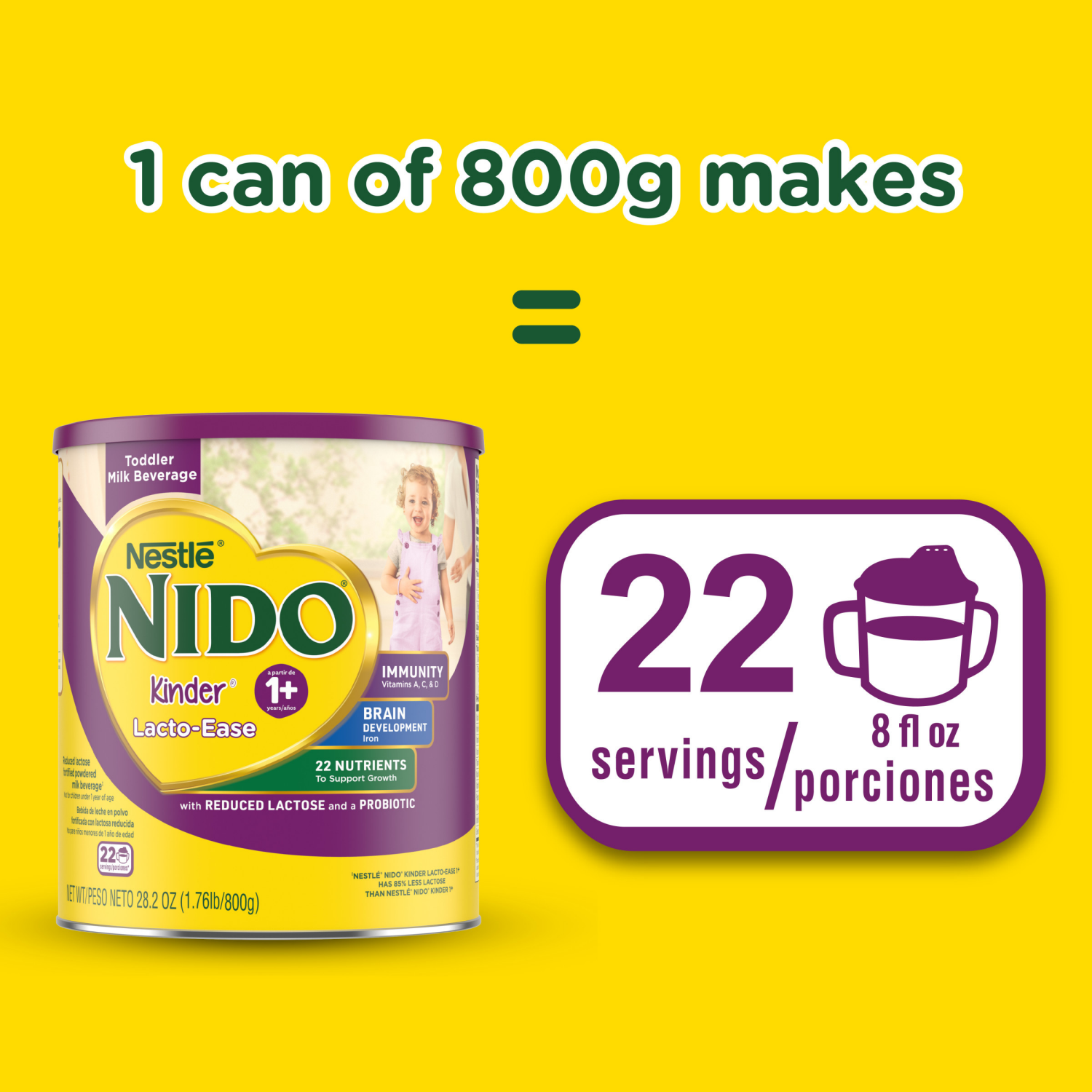 slide 4 of 8, Nestlé Nido 1-3 Years Lacto-Ease Powdered Milk Beverage 28.2 oz, 28.2 oz