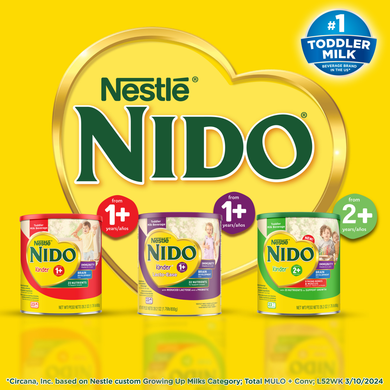 slide 5 of 8, Nestlé Nido 1-3 Years Lacto-Ease Powdered Milk Beverage 28.2 oz, 28.2 oz