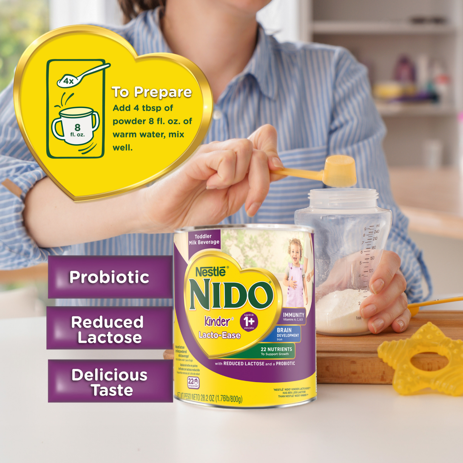 slide 8 of 8, Nestlé Nido 1-3 Years Lacto-Ease Powdered Milk Beverage 28.2 oz, 28.2 oz
