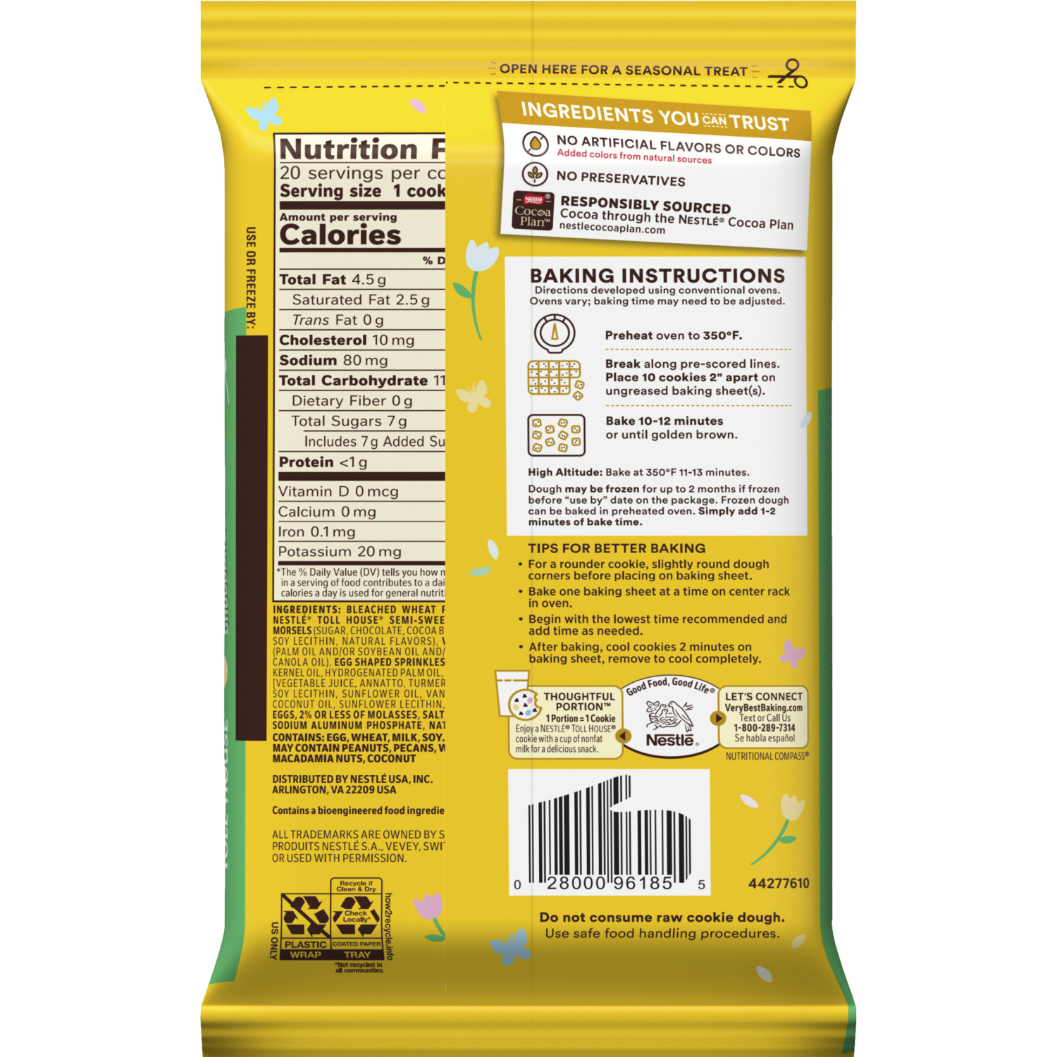 slide 2 of 7, TOLL HOUSE Easter Chocolate Chip Refrigerated Cookie Dough Bar 14oz Bag, 14 oz