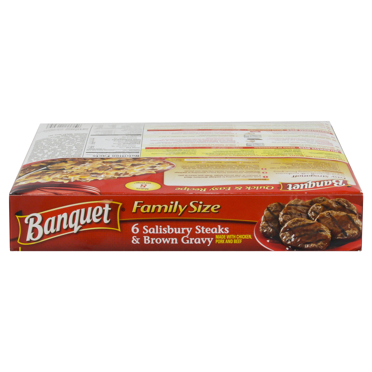 slide 2 of 6, Banquet Family Size Salisbury Steaks and Brown Gravy, Frozen Meal, 27 OZ, 6 ct