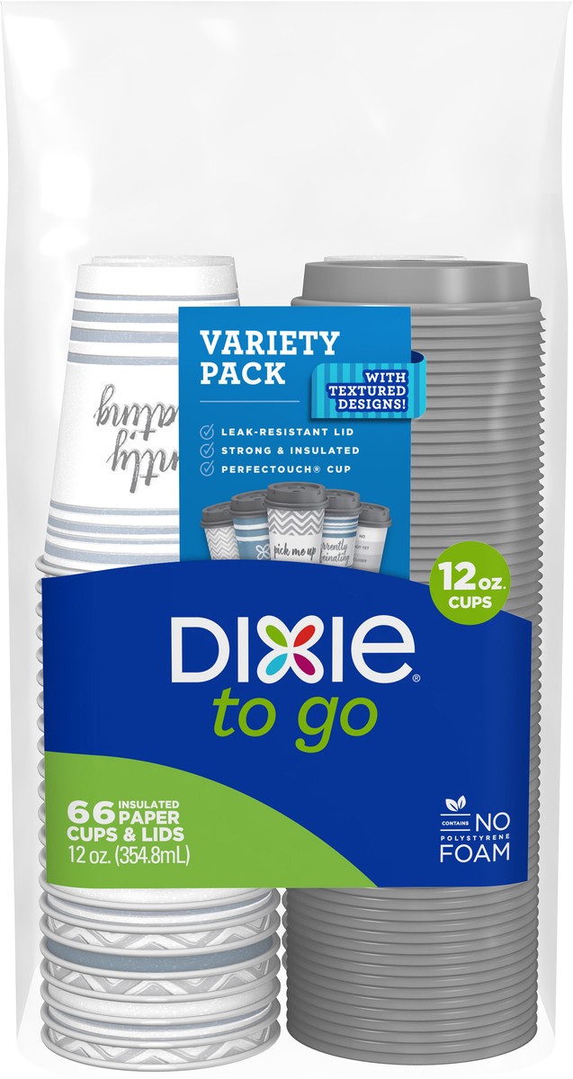 slide 3 of 4, Dixie To Go 12 Oz Paper Cups And Lids, 66 Count, 66 ct