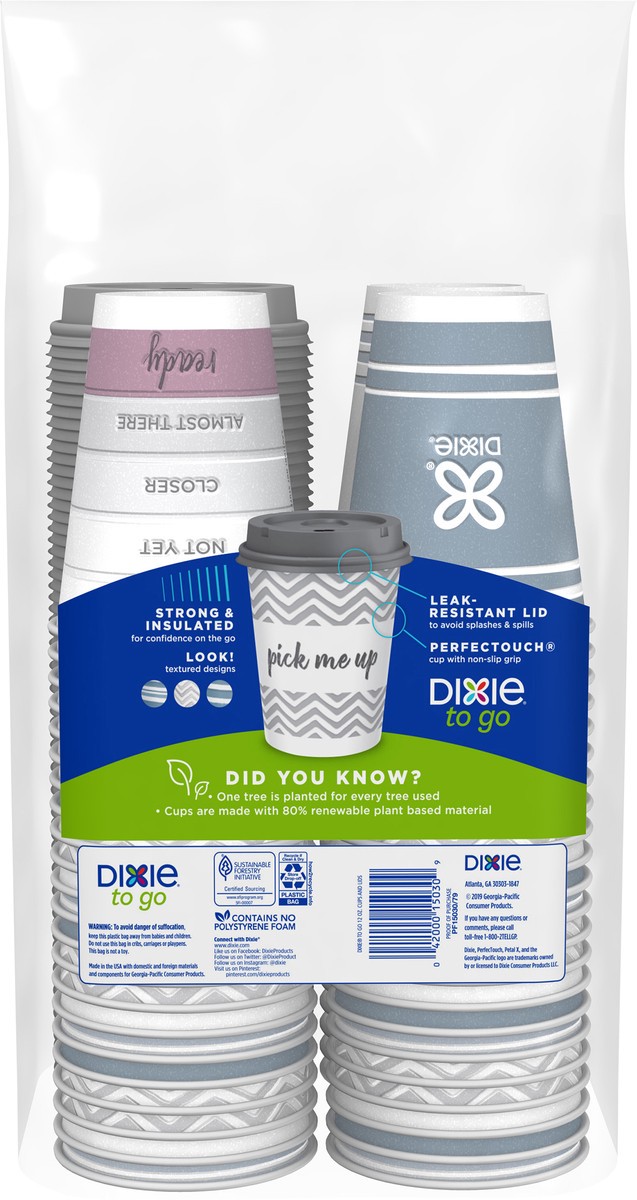 slide 4 of 4, Dixie To Go 12 Oz Paper Cups And Lids, 66 Count, 66 ct