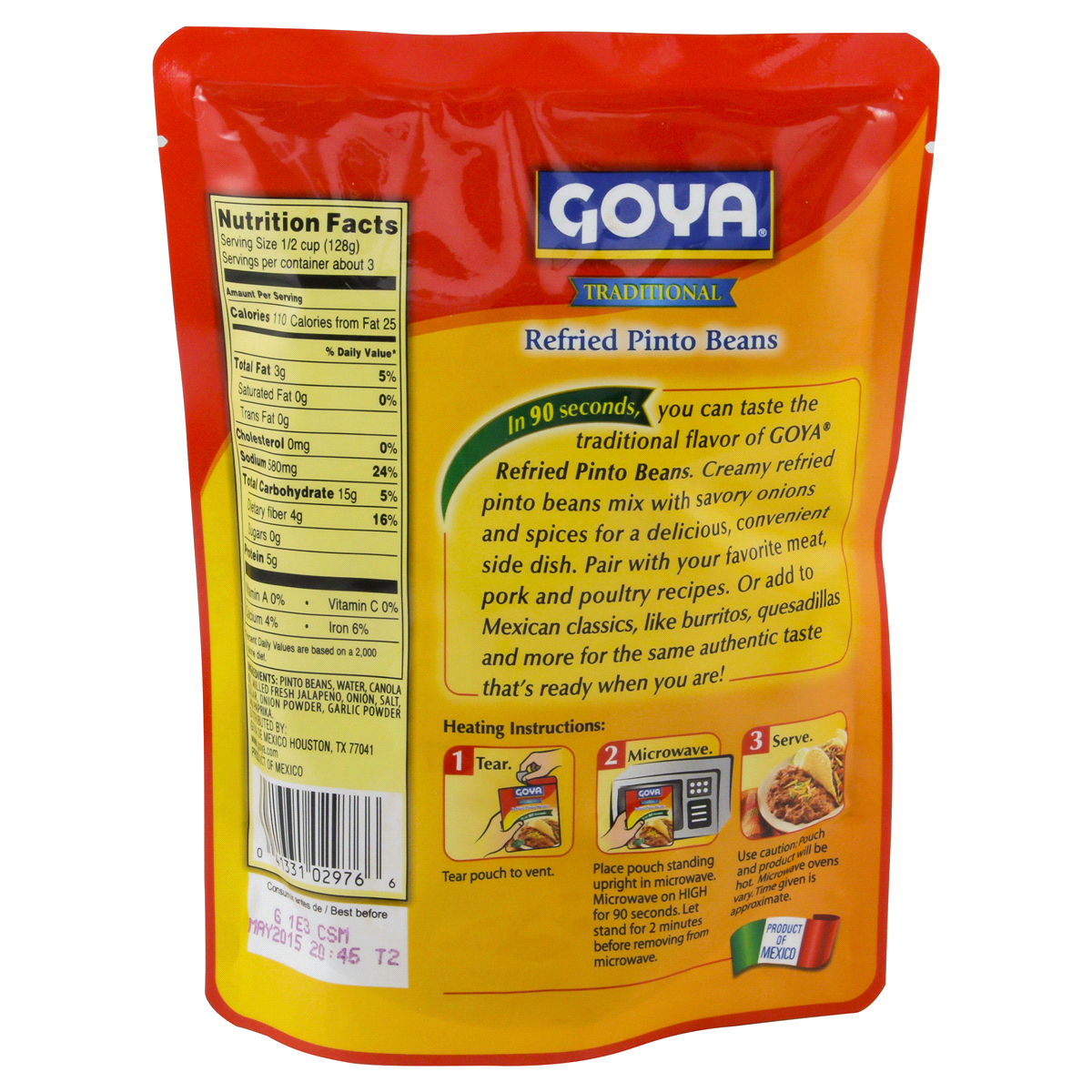 slide 2 of 2, Goya Refried Pinto Beans Pouch, 15 oz