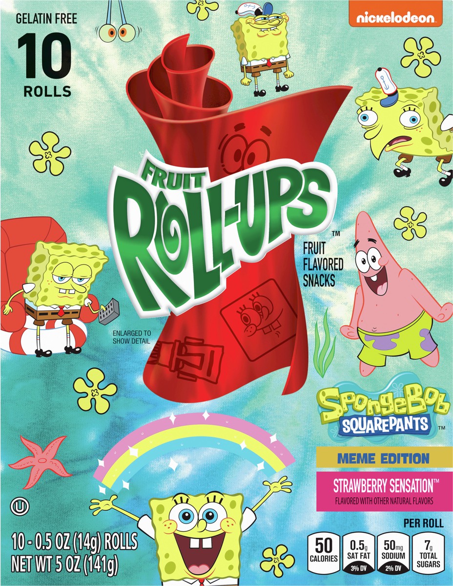 slide 3 of 8, Fruit Roll-Ups Fruit Flavored Snacks, Strawberry Blast, 0.5 oz, 10 ct, 10 ct