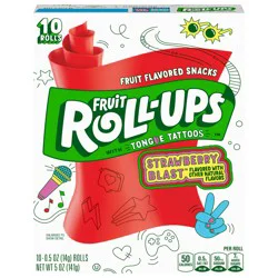 Fruit Roll-Ups Fruit Flavored Snacks, Strawberry Blast, 0.5 oz, 10 ct