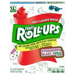 Fruit Roll-Ups Fruit Flavored Snacks, Strawberry Blast, 0.5 oz, 10 ct