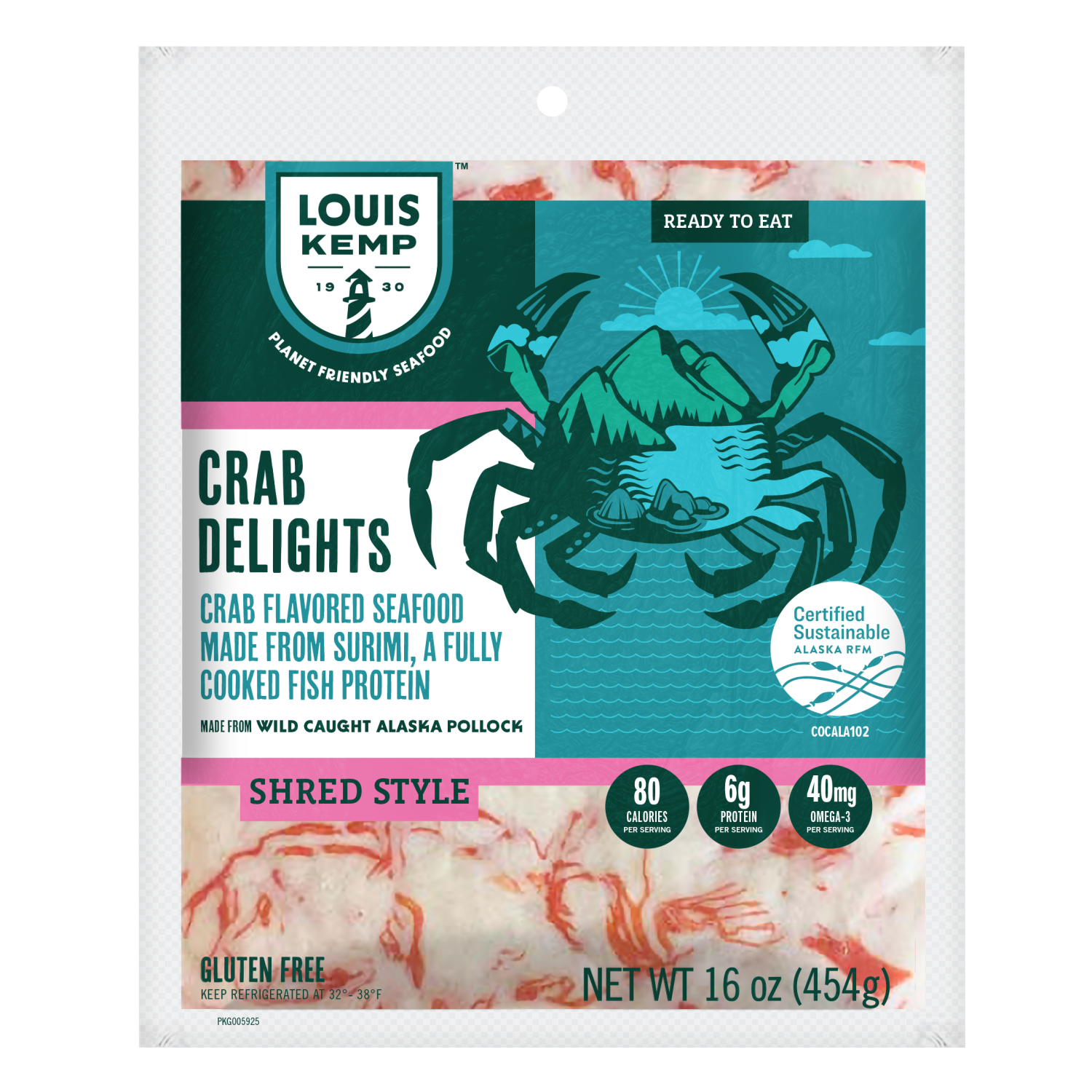 slide 1 of 2, Louis Kemp Shred Style Crab Delights 16 oz, 16 oz