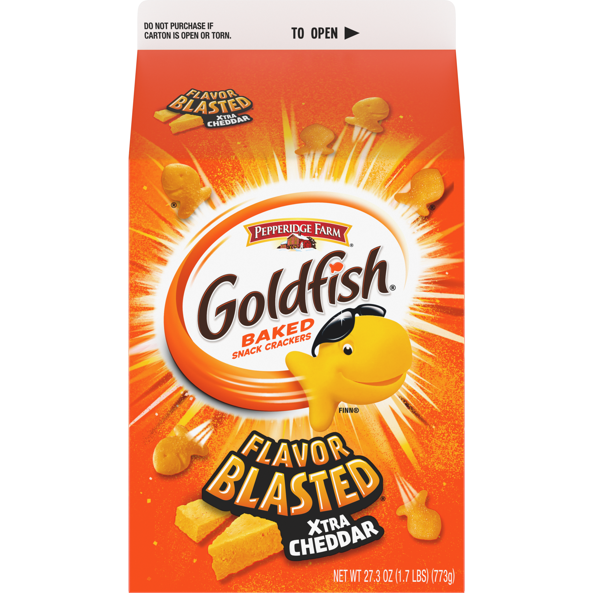 slide 2 of 5, Goldfish Flavor Blasted Xtra Cheddar Cheese Crackers, 27.3 oz Carton, 27.3 oz