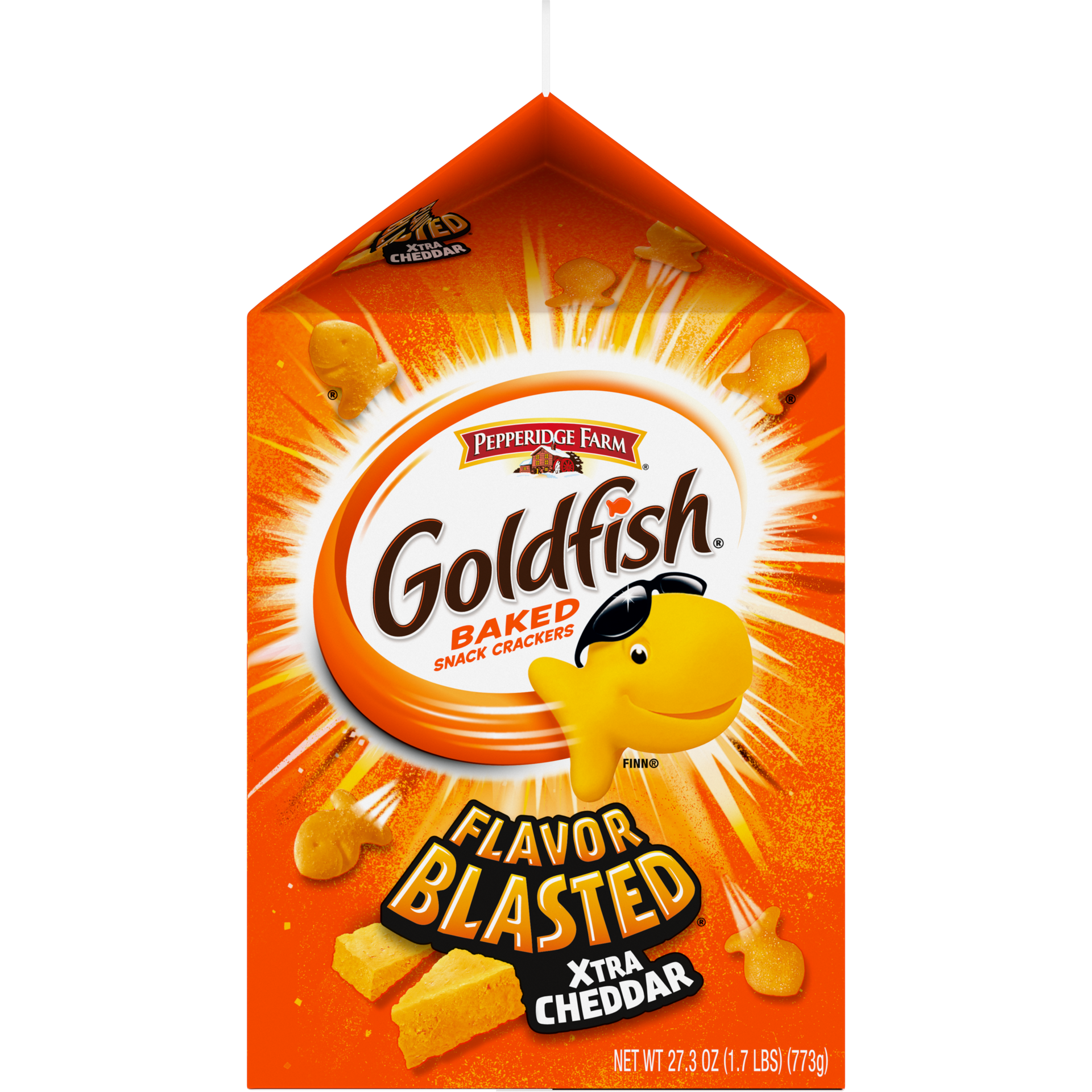 slide 3 of 5, Goldfish Flavor Blasted Xtra Cheddar Cheese Crackers, 27.3 oz Carton, 27.3 oz