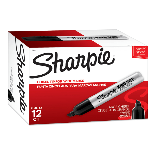 slide 1 of 7, Sharpie Chisel Tip King Size Permanent Marker - Black, 12 ct