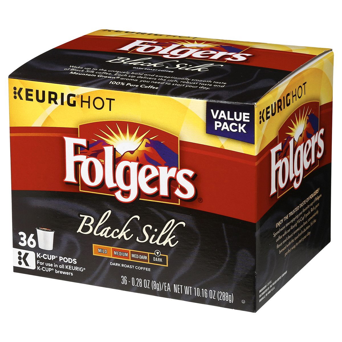 slide 2 of 7, Folgers Black Silk Roast Coffee Keurig K-Cups, 36 ct