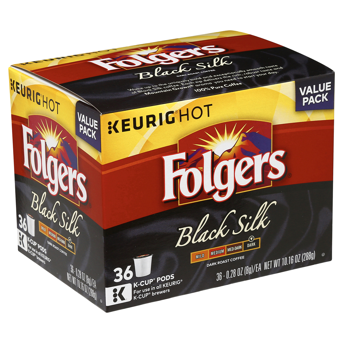 slide 3 of 7, Folgers Black Silk Roast Coffee Keurig K-Cups, 36 ct