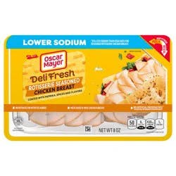Oscar Mayer Deli Fresh Rotisserie Seasoned Chicken Breast Coated with Paprika and Spices Sliced Lunch Meat with 25% Lower Sodium, 8 oz. Tray
