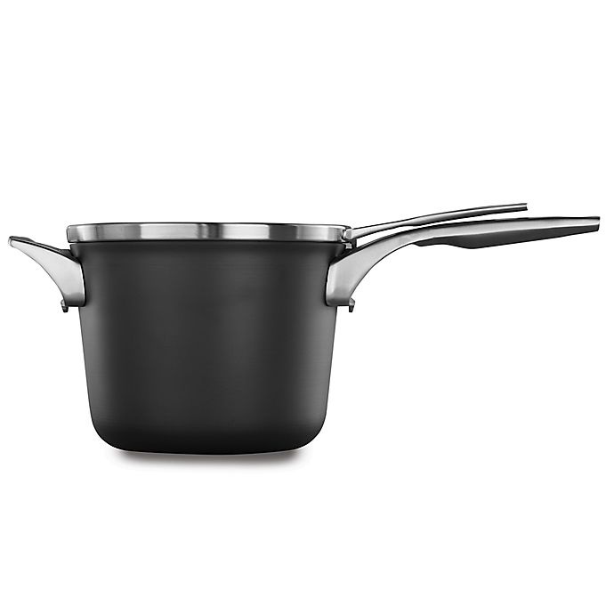 slide 1 of 1, Calphalon Premier Space Saving Hard Anodized Nonstick Saucepan with Lid, 4.5 qt