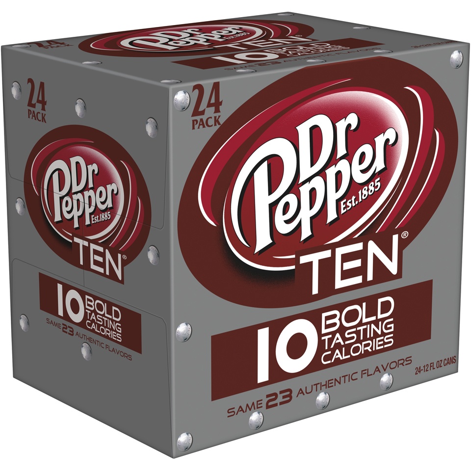 slide 2 of 3, Dr Pepper TEN Soda, 12 fl oz cans, 24 pack, 24 ct; 12 fl oz