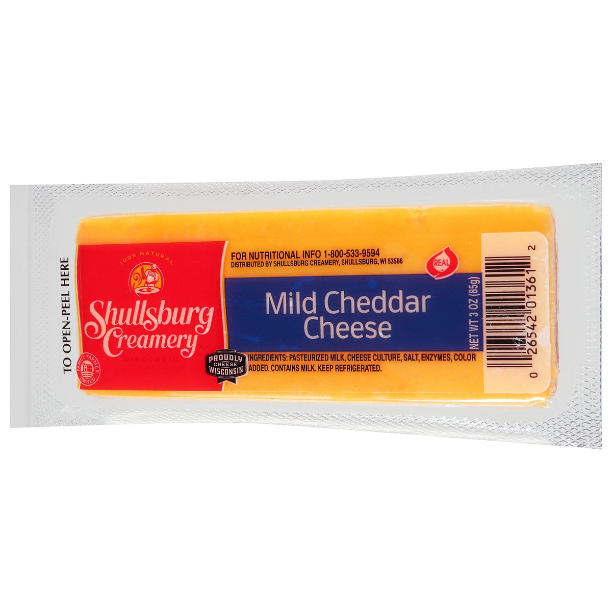 slide 4 of 9, Shullsburg Creamery Mild Cheddar Cheese 3 oz, 3 oz