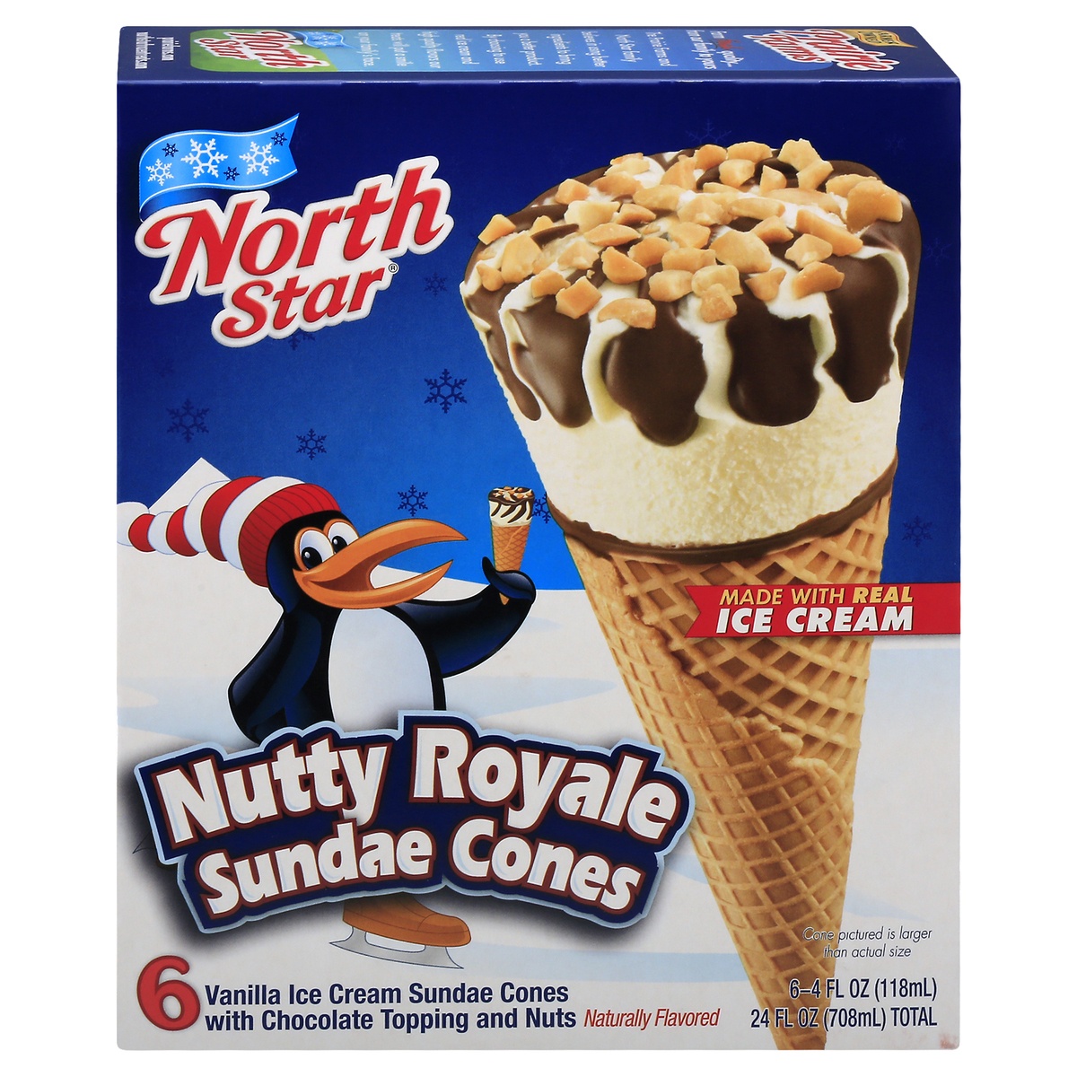 slide 1 of 1, North Star Nutty Royale Sundae Cones, 6 ct