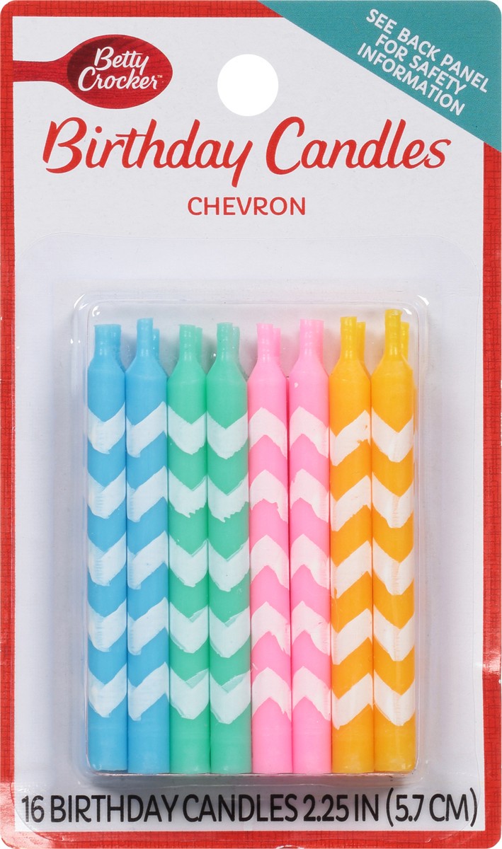 slide 6 of 9, Betty Crocker 2.25 Inch Chevron Birthday Candles 16 ea, 16 ct