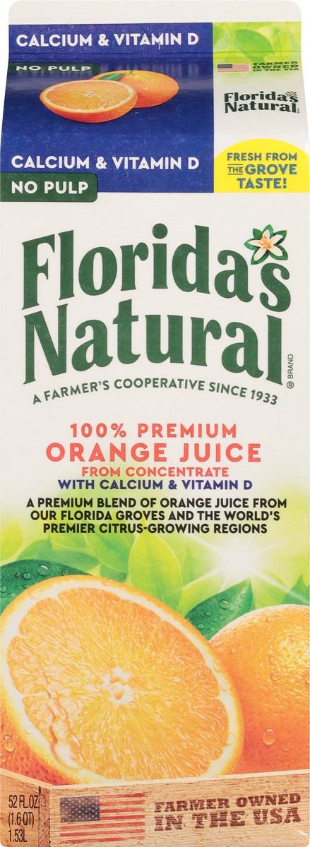 slide 5 of 9, Florida's Natural Premium No Pulp 100% Orange Juice, 52 fl oz, 52 fl oz