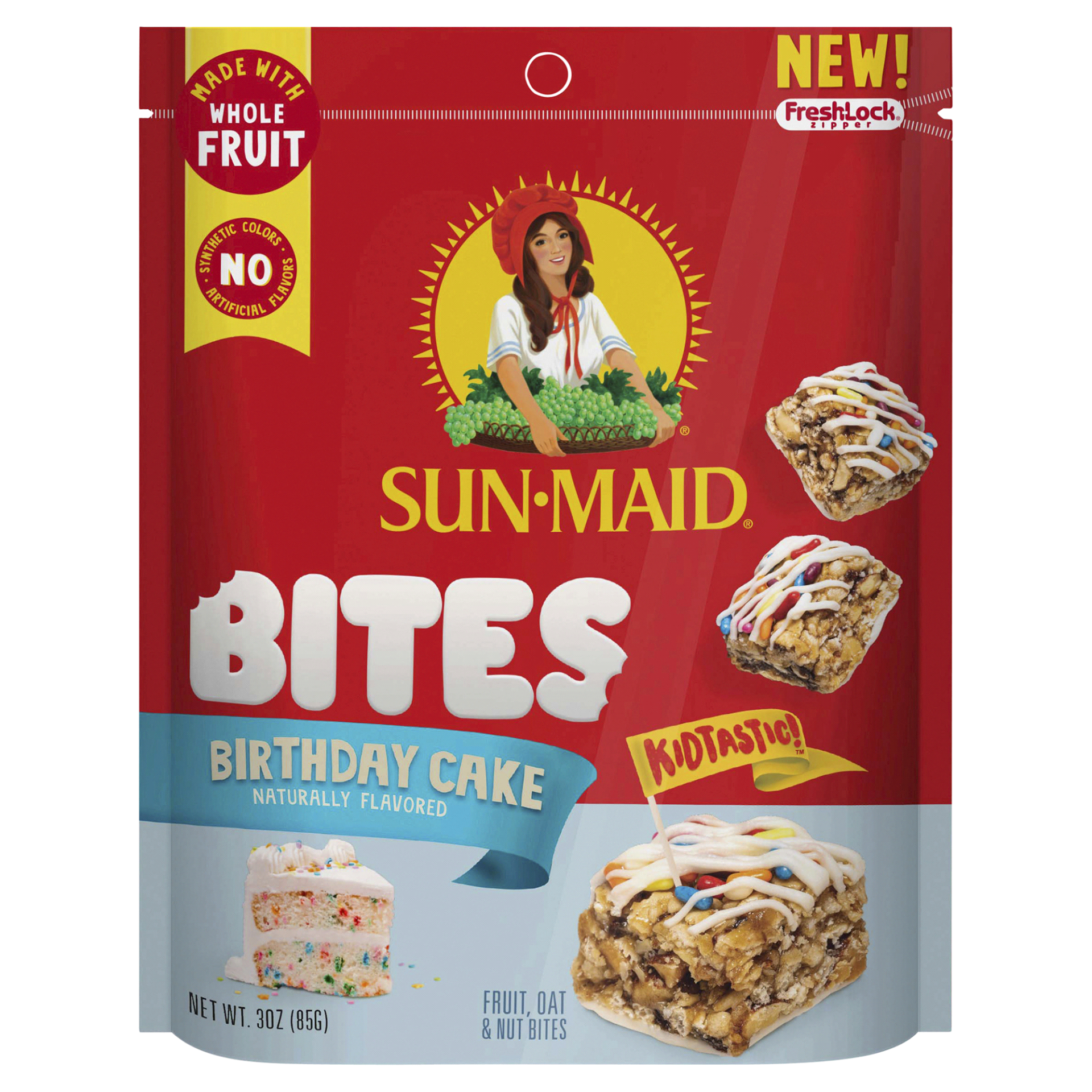 slide 1 of 1, Sun-Maid Bites Birthday Cake Fruit, Oat & Nut Bites, 3 oz