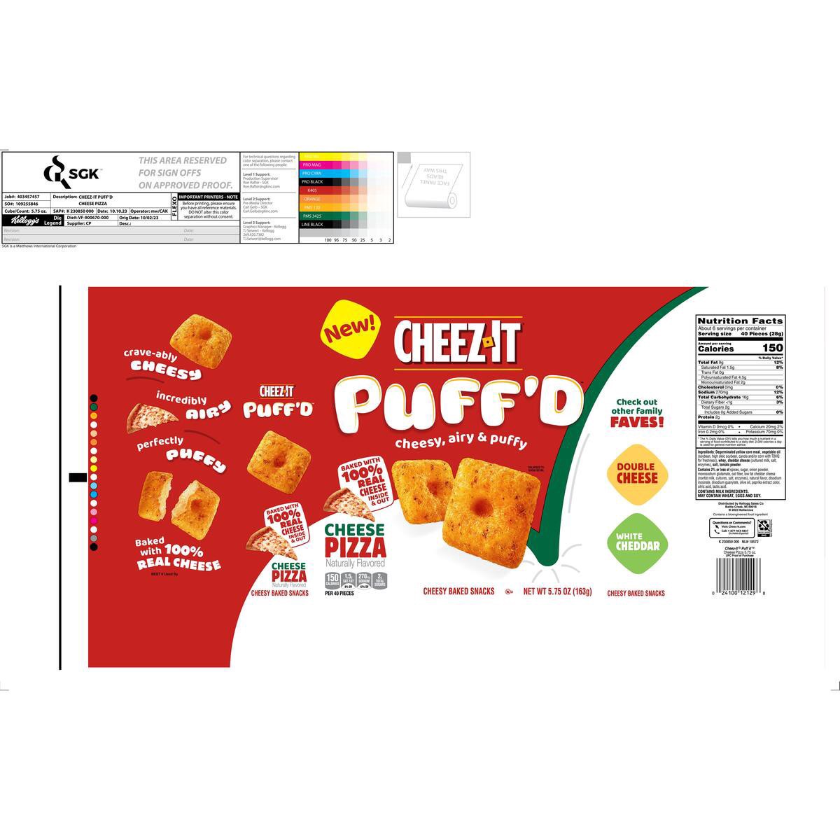 slide 9 of 13, Cheez-It Puff'd™ Cheese Pizza Cheesy Baked Snacks, 5.75 oz