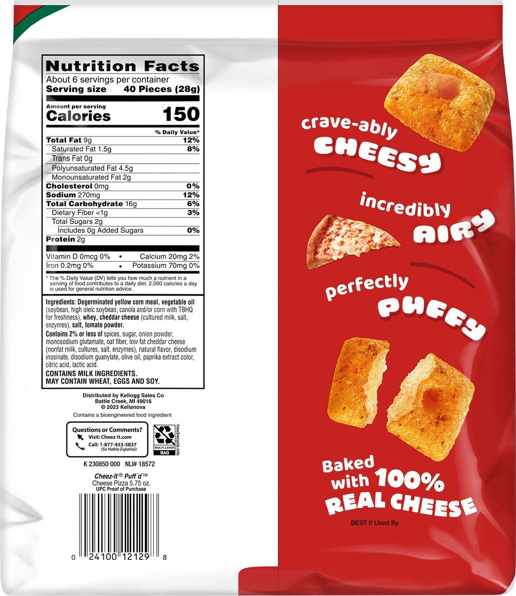 slide 12 of 13, Cheez-It Puff'd™ Cheese Pizza Cheesy Baked Snacks, 5.75 oz