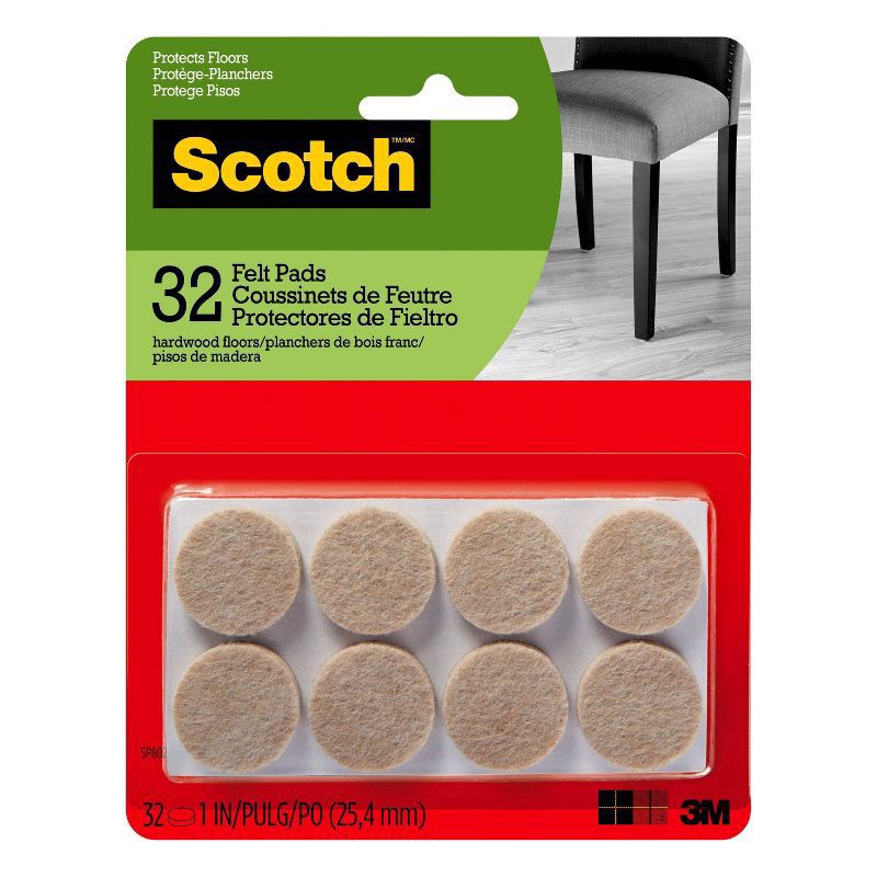 slide 1 of 3, Scotch 1" 32pk Felt Pads Beige, 32 ct