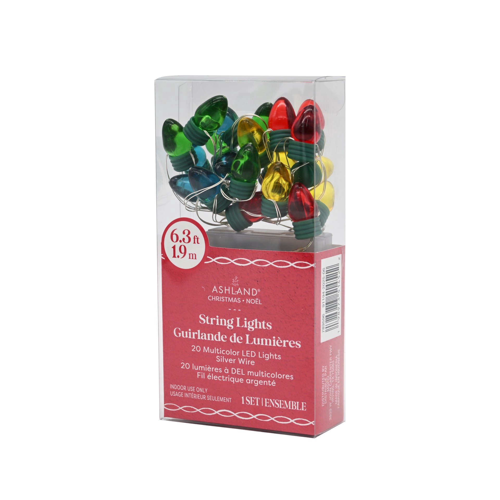 slide 3 of 3, 20ct. Multicolor Led Vintage Bulb String Lights On Silver Wire By Ashland, 20 ct