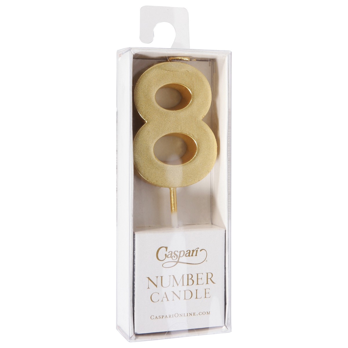 slide 2 of 9, Caspari Number Candle, 8,Gold, 