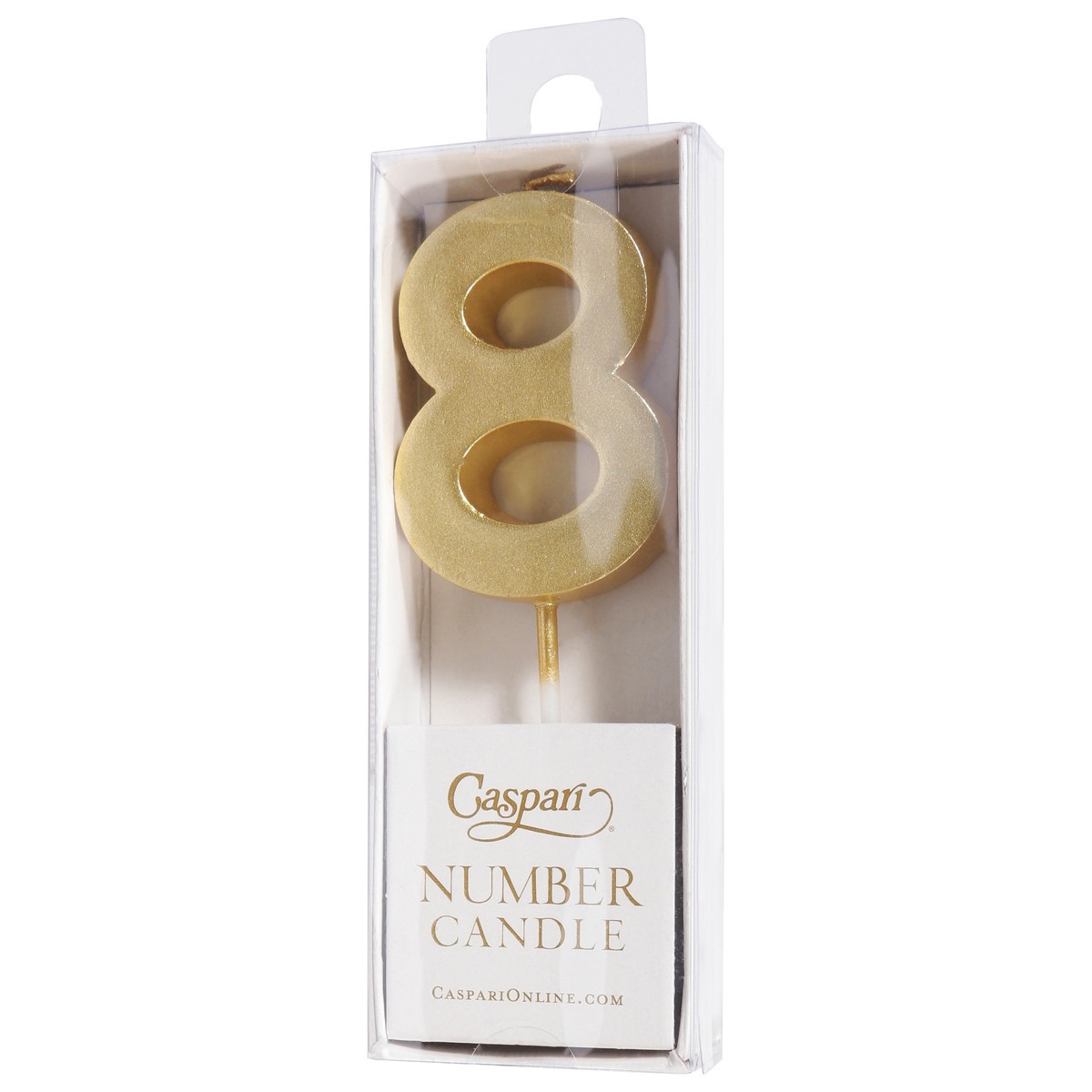 slide 3 of 9, Caspari Number Candle, 8,Gold, 