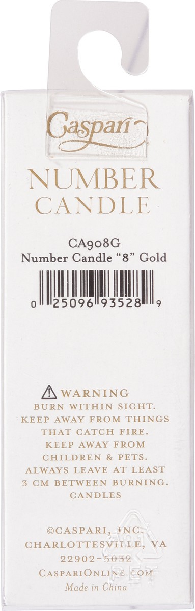 slide 5 of 9, Caspari Number Candle, 8,Gold, 
