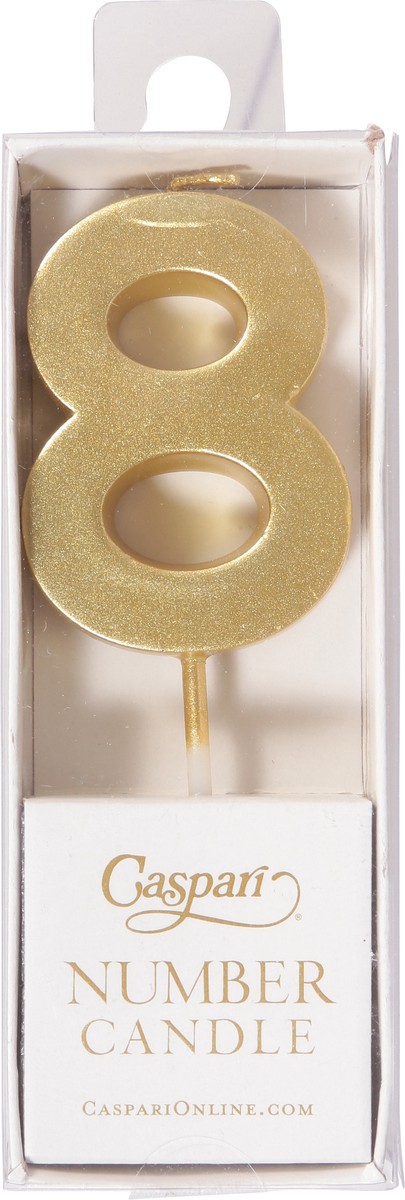 slide 6 of 9, Caspari Number Candle, 8,Gold, 