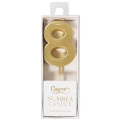 Caspari Number Candle, 8,Gold