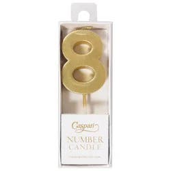 Caspari Number Candle, 8,Gold