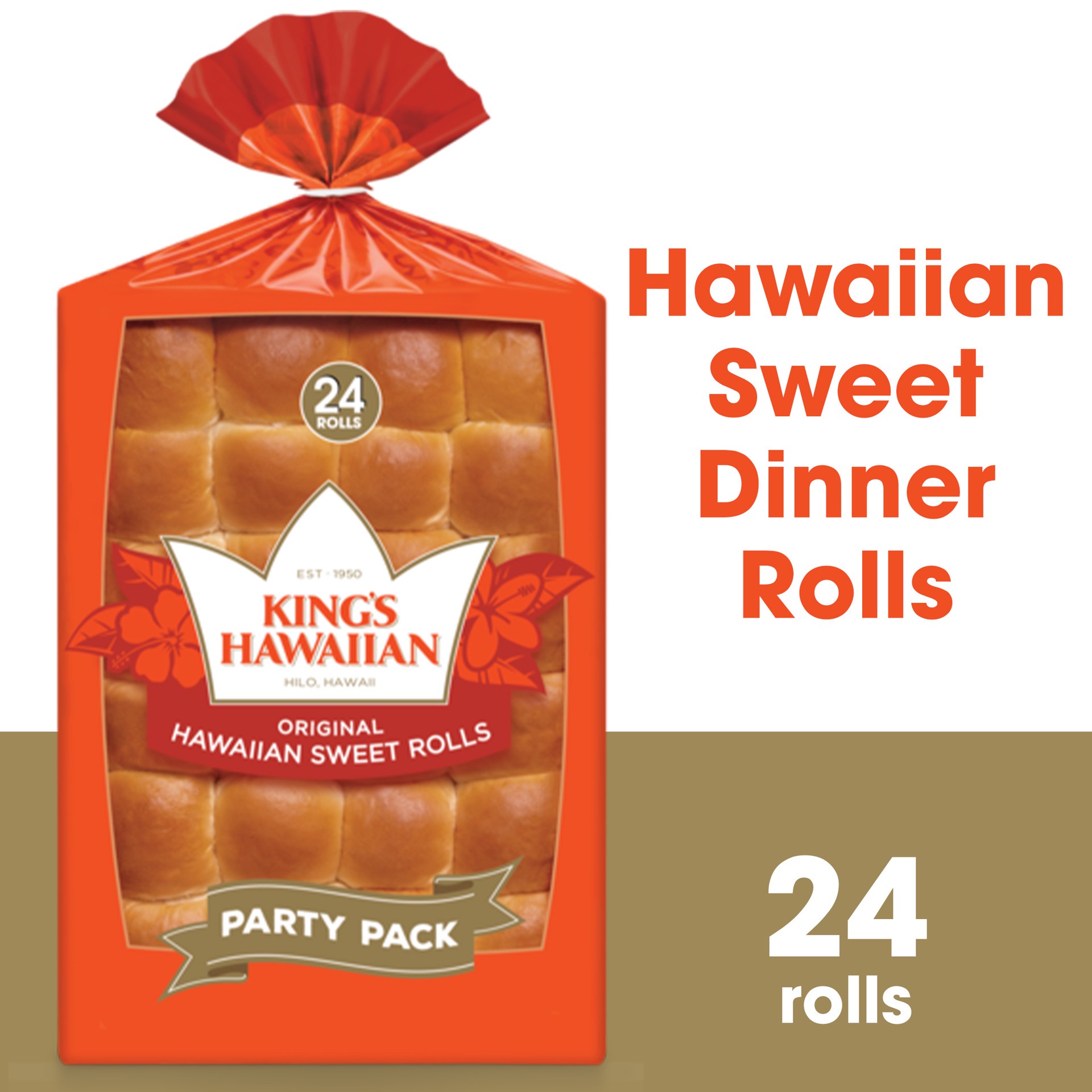 slide 1 of 12, KING'S HAWAIIAN Original Hawaiian Sweet Rolls, Dinner Rolls 24 Count, 24 oz