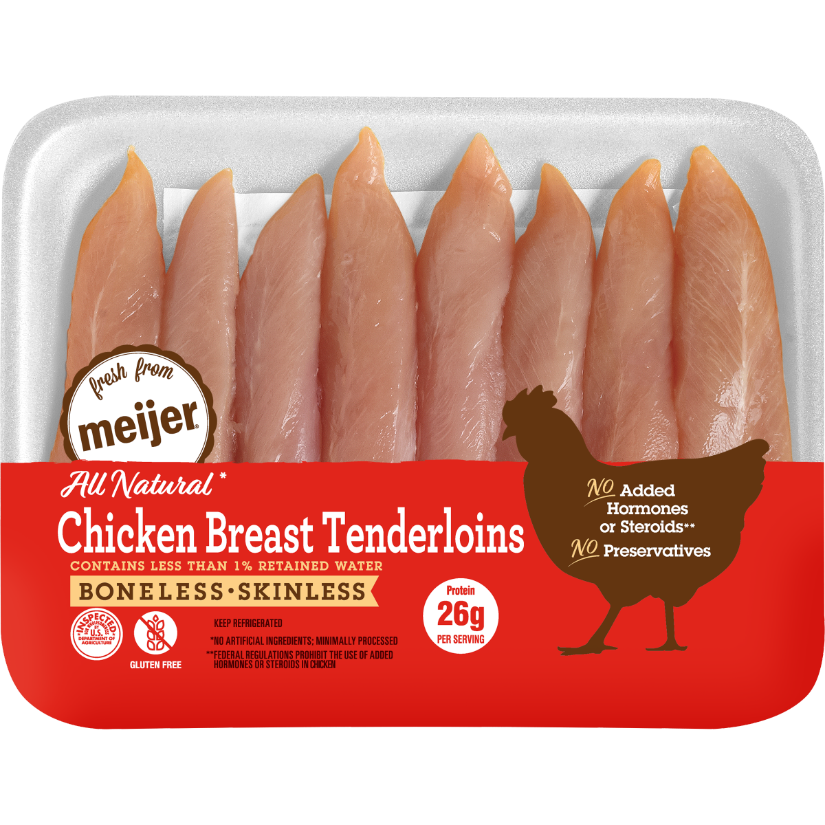 slide 1 of 9, Fresh From Meijer Boneless Skinless Chicken Breast Tenderloins 100% All Natural, per lb