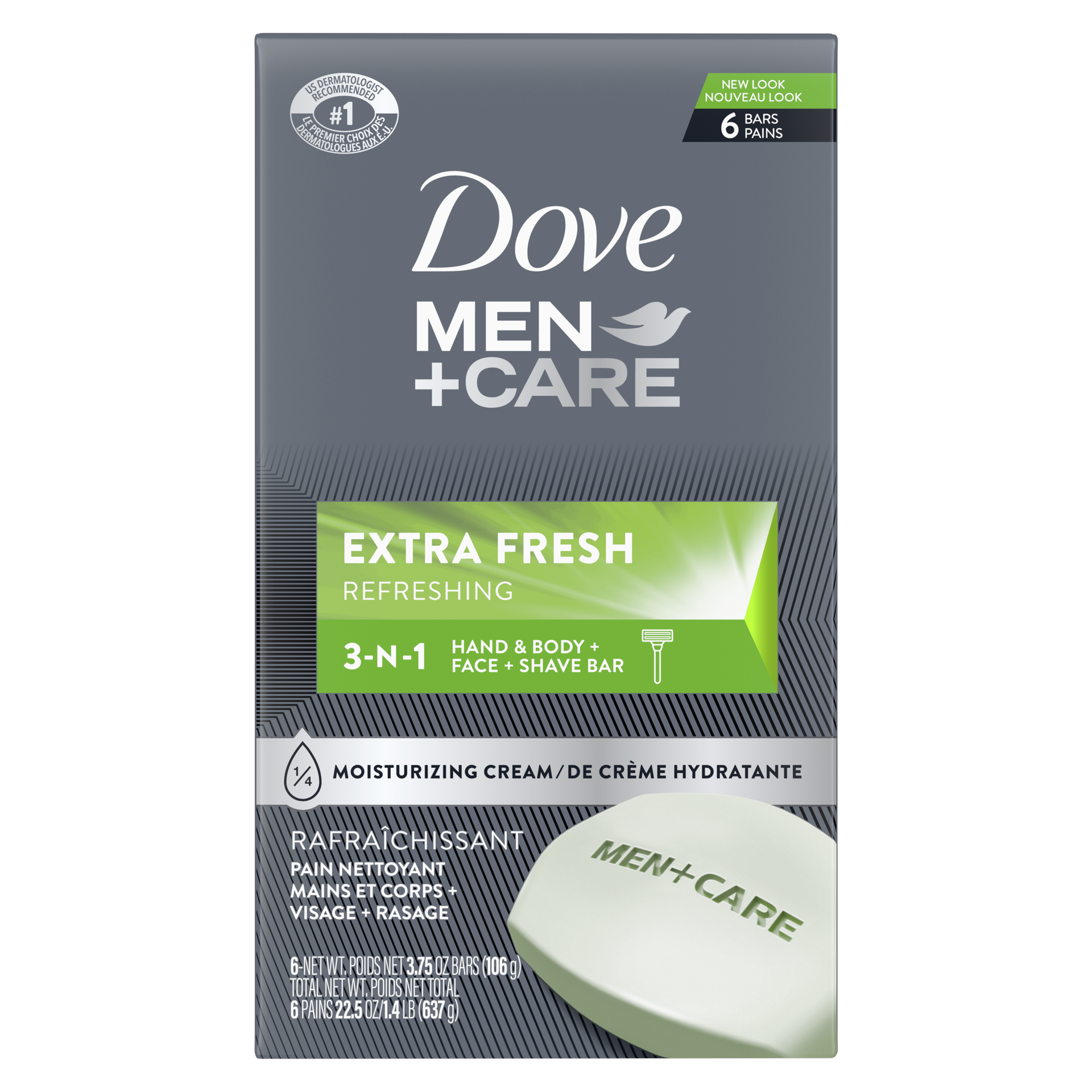 slide 4 of 4, Dove Bc Men+ Care Extra Fresh Body & Face Soap Bar, 6 ct