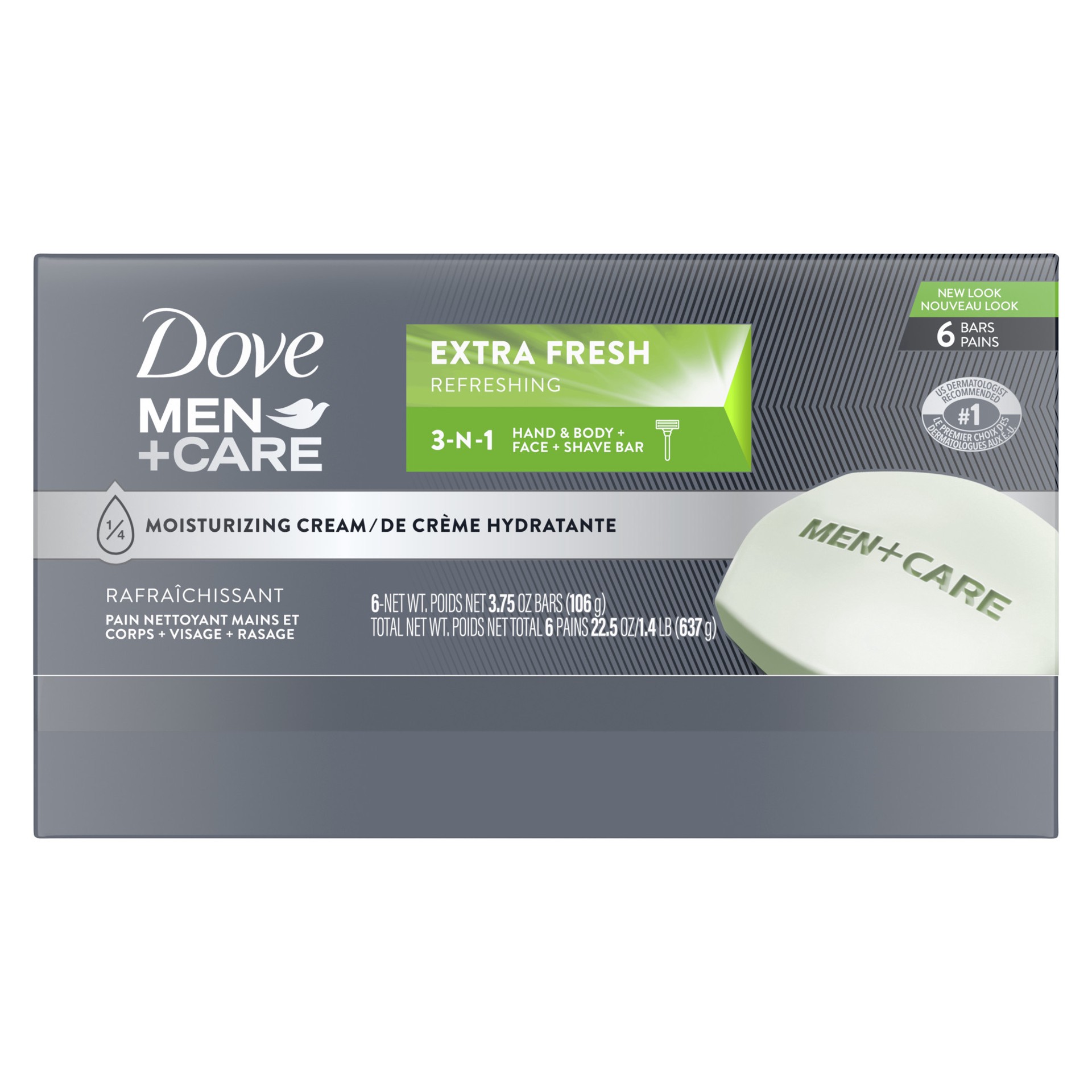 slide 2 of 4, Dove Bc Men+ Care Extra Fresh Body & Face Soap Bar, 6 ct