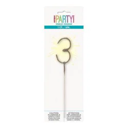 Unique Industries Number 3 Sparkler Flame Cake Candle