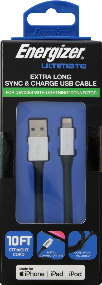 slide 2 of 6, Energizer USB Cable, Sync & Charge, Extra Long, 1 ct