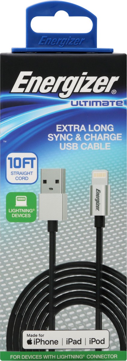 slide 6 of 6, Energizer USB Cable, Sync & Charge, Extra Long, 1 ct