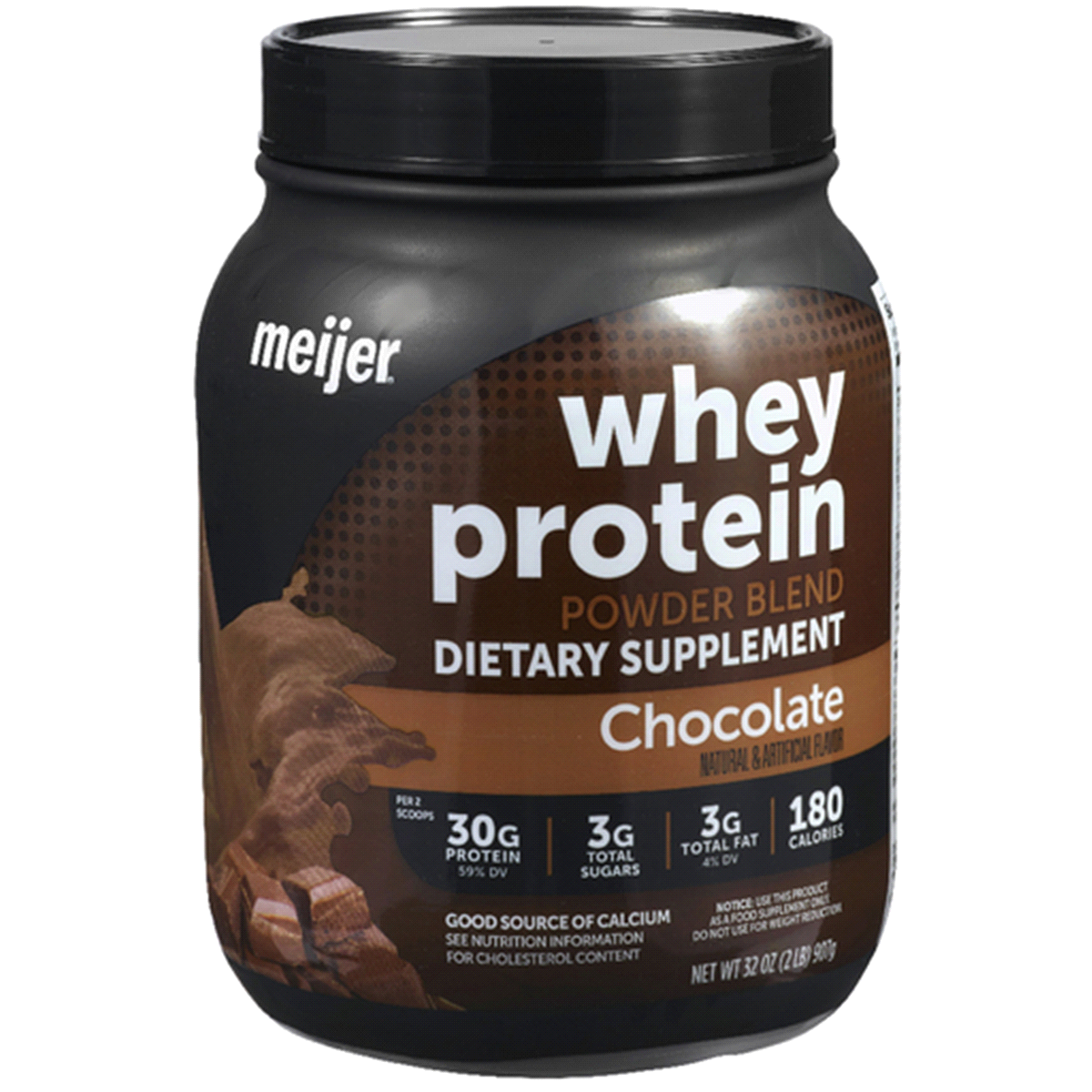 slide 1 of 1, Meijer Chocolate Whey Protein Powder, 2 lb