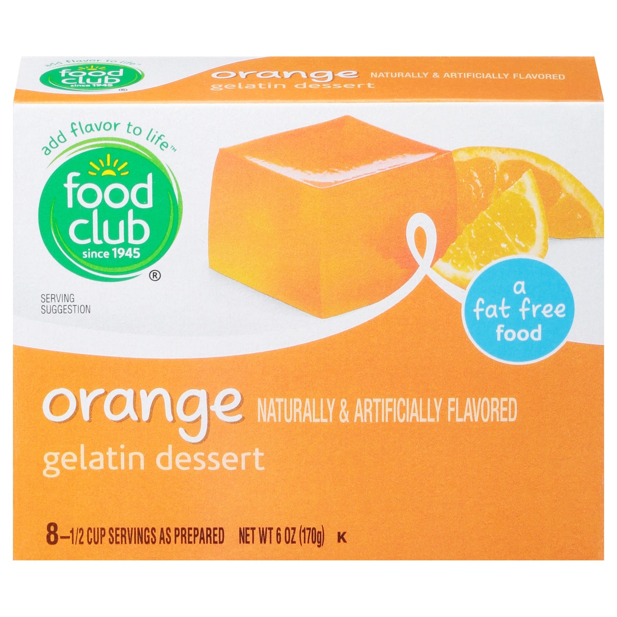 slide 1 of 1, Food Club Orange Gelatin, 6 oz