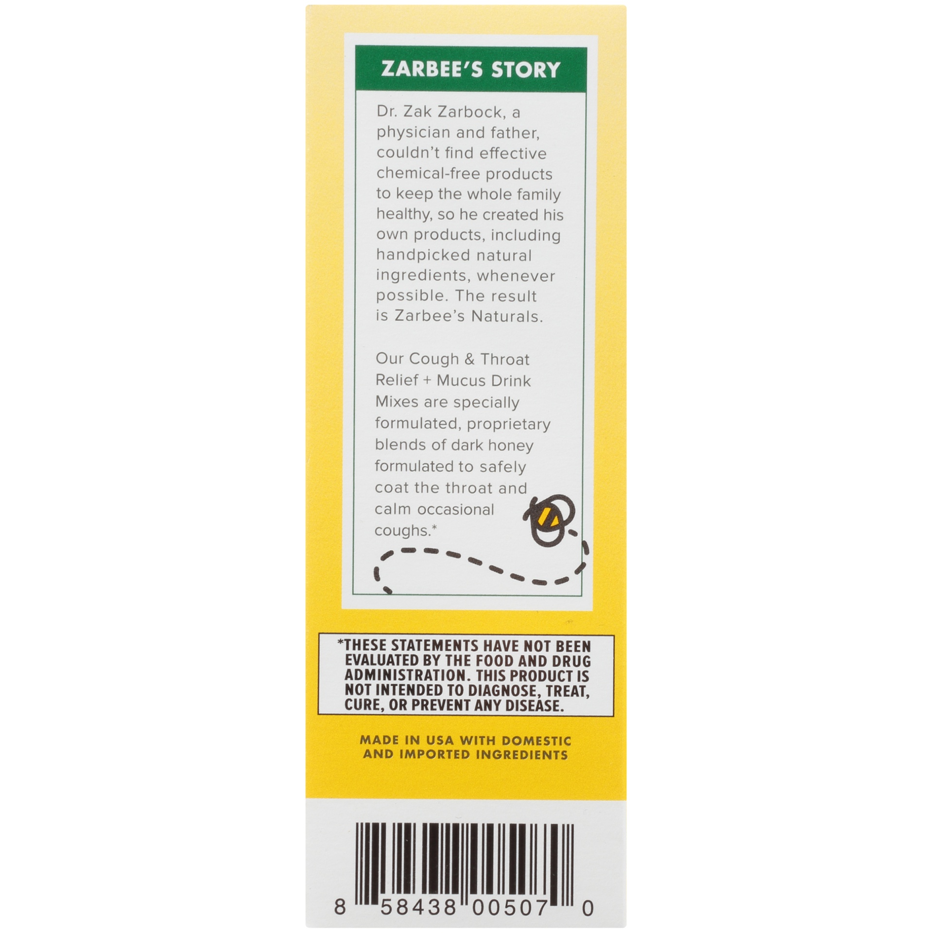 slide 4 of 6, Zarbee's Naturals Cough & Throat Relief + Mucus, Daytime, Drink Mix, Natural Lemon Flavor, 6 ct